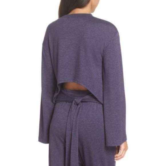 Nordstrom Kimono Sleeve Top Make + Model Purple Tie Back Stretch Knit Size Small - Picture 6 of 6